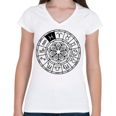 PRINTFASHION horoszkóp halak fekete - Női V-nyakú póló - Fehér