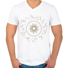 PRINTFASHION Horoszkóp minimal - Férfi V-nyakú póló - Fehér férfi póló