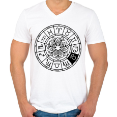 PRINTFASHION horoszkóp oroszlán fekete - Férfi V-nyakú póló - Fehér