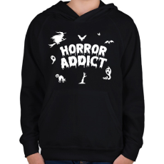 PRINTFASHION Horror addict - Gyerek kapucnis pulóver - Fekete