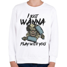 PRINTFASHION Horror bohóc 02 - I just wanna play with you - Gyerek pulóver - Fehér