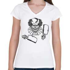 PRINTFASHION Horror bohóc 03 - Női V-nyakú póló - Fehér