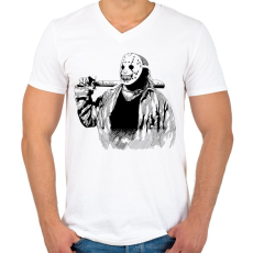 PRINTFASHION Horror cirkusz - Férfi V-nyakú póló - Fehér