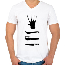 PRINTFASHION Horror - Férfi V-nyakú póló - Fehér férfi póló