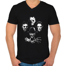PRINTFASHION horror szereplők #2 - Férfi V-nyakú póló - Fekete férfi póló