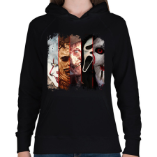 PRINTFASHION Horror szereplők - Női kapucnis pulóver - Fekete női pulóver, kardigán