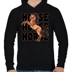 PRINTFASHION horse - Férfi kapucnis pulóver - Fekete