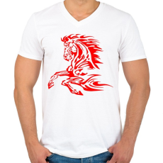 PRINTFASHION horse - Férfi V-nyakú póló - Fehér
