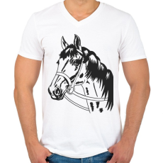 PRINTFASHION Horse - Férfi V-nyakú póló - Fehér