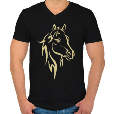 PRINTFASHION Horse - Férfi V-nyakú póló - Fekete férfi póló