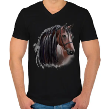 PRINTFASHION horse - Férfi V-nyakú póló - Fekete férfi póló
