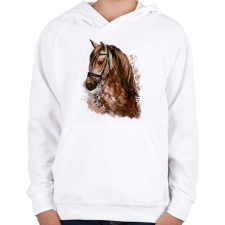 PRINTFASHION Horse - Gyerek kapucnis pulóver - Fehér gyerek pulóver, kardigán