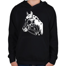 PRINTFASHION Horse - Gyerek kapucnis pulóver - Fekete