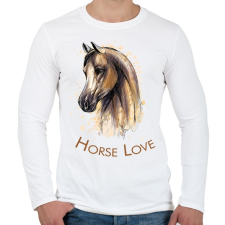 PRINTFASHION Horse Love - Férfi hosszú ujjú póló - Fehér férfi póló
