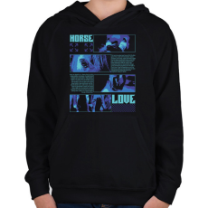 PRINTFASHION Horse Love - Gyerek kapucnis pulóver - Fekete