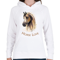 PRINTFASHION Horse Love - Női kapucnis pulóver - Fehér