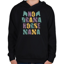 PRINTFASHION Horse mama - Gyerek kapucnis pulóver - Fekete gyerek pulóver, kardigán