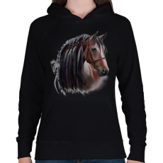 PRINTFASHION horse - Női kapucnis pulóver - Fekete