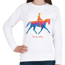 PRINTFASHION Horse riding - Színes - Női pulóver - Fehér női pulóver, kardigán