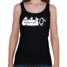 PRINTFASHION Horses are my life - Fehér-fekete - Női atléta - Fekete női trikó