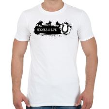PRINTFASHION Horses are my life -  Fekete-fehér - Férfi póló - Fehér férfi póló