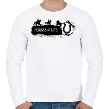 PRINTFASHION Horses are my life -  Fekete-fehér - Férfi pulóver - Fehér férfi pulóver, kardigán