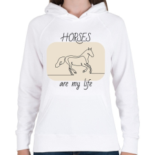 PRINTFASHION Horses are my life - Női kapucnis pulóver - Fehér női pulóver, kardigán