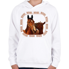 PRINTFASHION Horses  - Gyerek kapucnis pulóver - Fehér