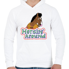 PRINTFASHION Horsin' around - Férfi kapucnis pulóver - Fehér