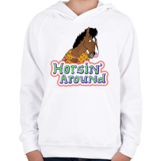 PRINTFASHION Horsin' around - Gyerek kapucnis pulóver - Fehér