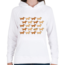 PRINTFASHION Hot dog - tacskók - Női kapucnis pulóver - Fehér női pulóver, kardigán