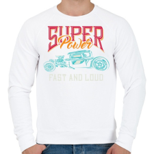 PRINTFASHION Hot rod 01 - Super Power - Férfi pulóver - Fehér férfi pulóver, kardigán