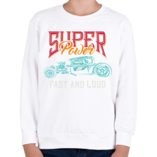 PRINTFASHION Hot rod 01 - Super Power - Gyerek pulóver - Fehér