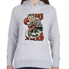 PRINTFASHION HOT ROD Mikulás - Női kapucnis pulóver - Sport szürke női pulóver, kardigán
