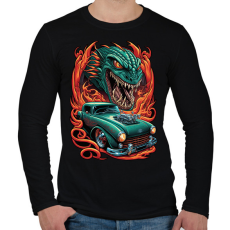 PRINTFASHION Hot Rod Retro autó sárkánnyal - Férfi hosszú ujjú póló - Fekete