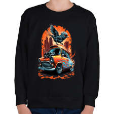 PRINTFASHION Hot Rod Retro MINI Car - Gyerek pulóver - Fekete gyerek pulóver, kardigán