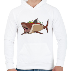 PRINTFASHION Hot Shark - Férfi kapucnis pulóver - Fehér
