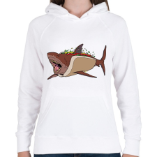 PRINTFASHION Hot Shark - Női kapucnis pulóver - Fehér női pulóver, kardigán