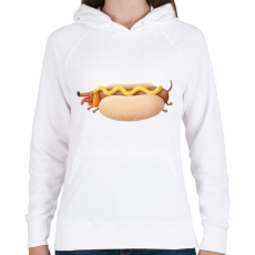 PRINTFASHION Hotdog - Női kapucnis pulóver - Fehér