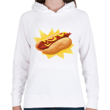 PRINTFASHION Hotdog - Női kapucnis pulóver - Fehér női pulóver, kardigán