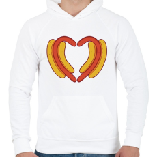 PRINTFASHION Hotdog szív - Férfi kapucnis pulóver - Fehér