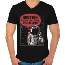 PRINTFASHION Houston, baj van - Férfi V-nyakú póló - Fekete