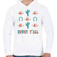 PRINTFASHION Howdy Y'all - Férfi kapucnis pulóver - Fehér férfi pulóver, kardigán