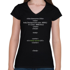 PRINTFASHION HTML - Női V-nyakú póló - Fekete