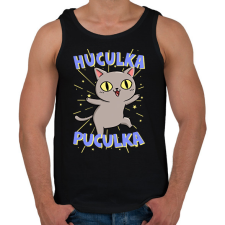 PRINTFASHION Huculka Puculka macska - Férfi atléta - Fekete atléta, trikó