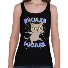 PRINTFASHION Huculka Puculka macska - Női atléta - Fekete női trikó