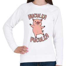 PRINTFASHION Huculka Puculka malac - Női pulóver - Fehér női pulóver, kardigán