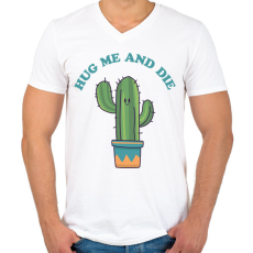 PRINTFASHION Hug me and die - Férfi V-nyakú póló - Fehér
