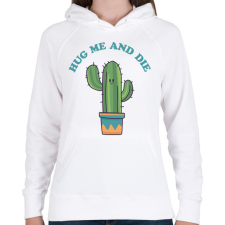 PRINTFASHION Hug me and die - Női kapucnis pulóver - Fehér női pulóver, kardigán