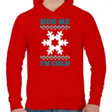 PRINTFASHION Hug Me I'm Cold - Férfi kapucnis pulóver - Piros férfi pulóver, kardigán